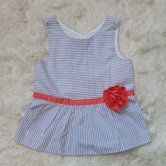 JANIE AND JACK LIGHT BLUE AND WHITE STRIPED TOP WITH RED BOW, SIZE 4 - NEW! - Picture 2 of 10